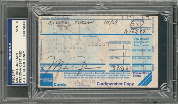 Michael Jordan Signed American Express Receipt (PSA/DNA MINT 9)